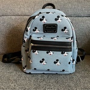 Loungefly Disney Parks Mickey Mouse Denim Mini Backpack
